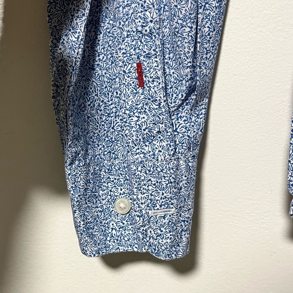 Tommy Hilfiger Men’s Button-Down Shirt – Blue Floral Print, Size Medium - Picture 9 of 12
